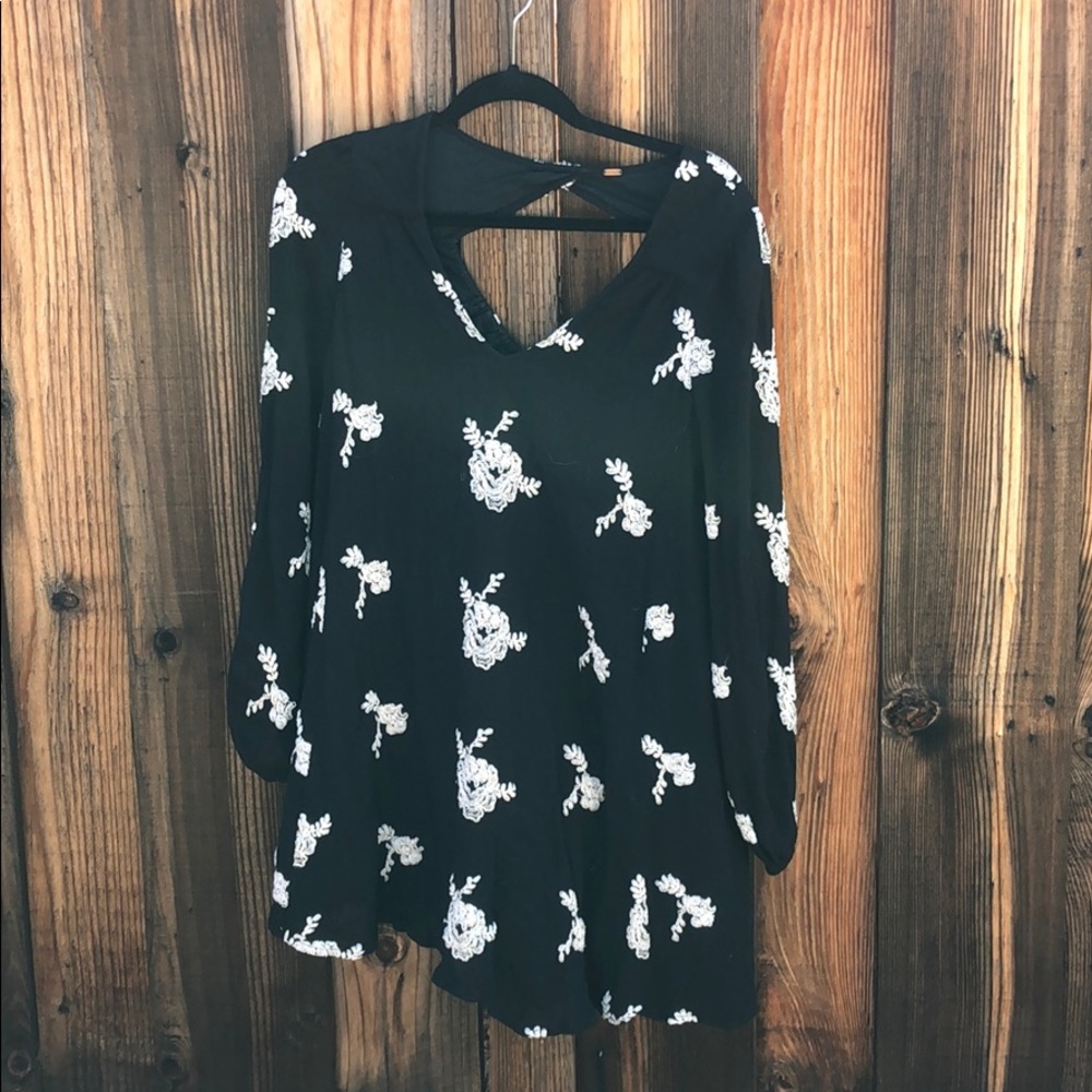 Free People Black Embroidered Dress size Small